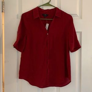 J. Crew red 100% silk blouse